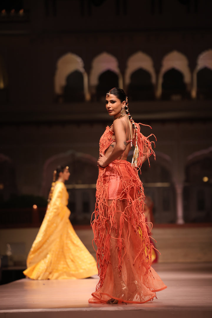 Peach Coral Cascade Gown