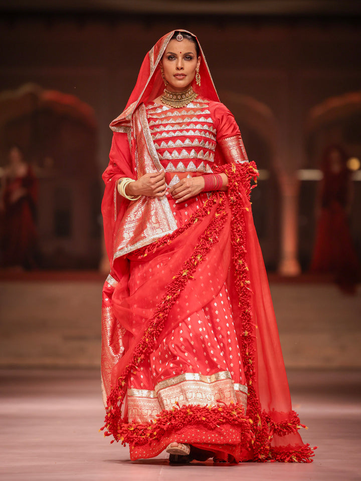 Red Mogra Lehenga Set