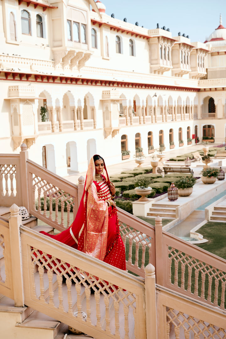 Red Mogra Lehenga Set