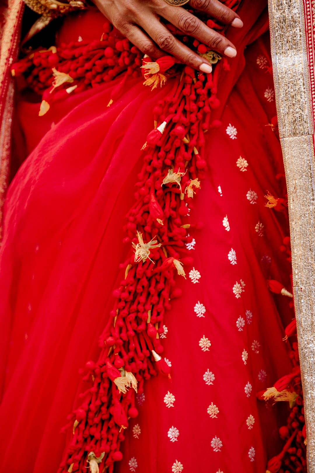 Red Mogra Lehenga Set