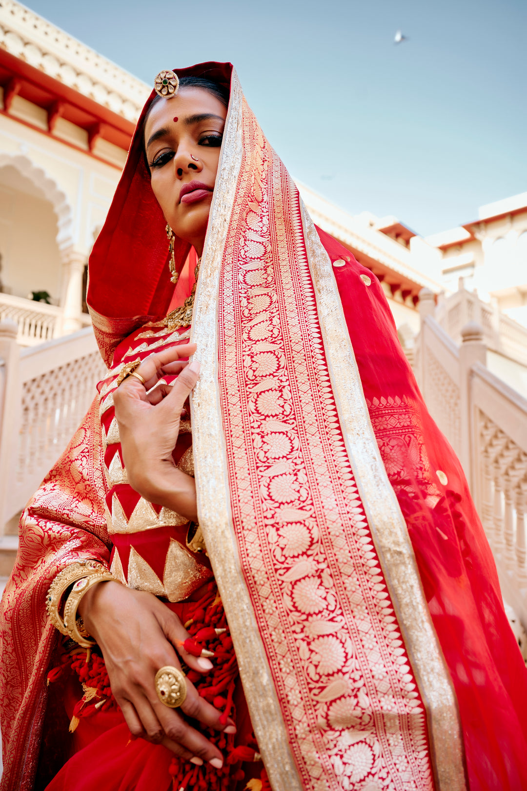 Red Mogra Lehenga Set