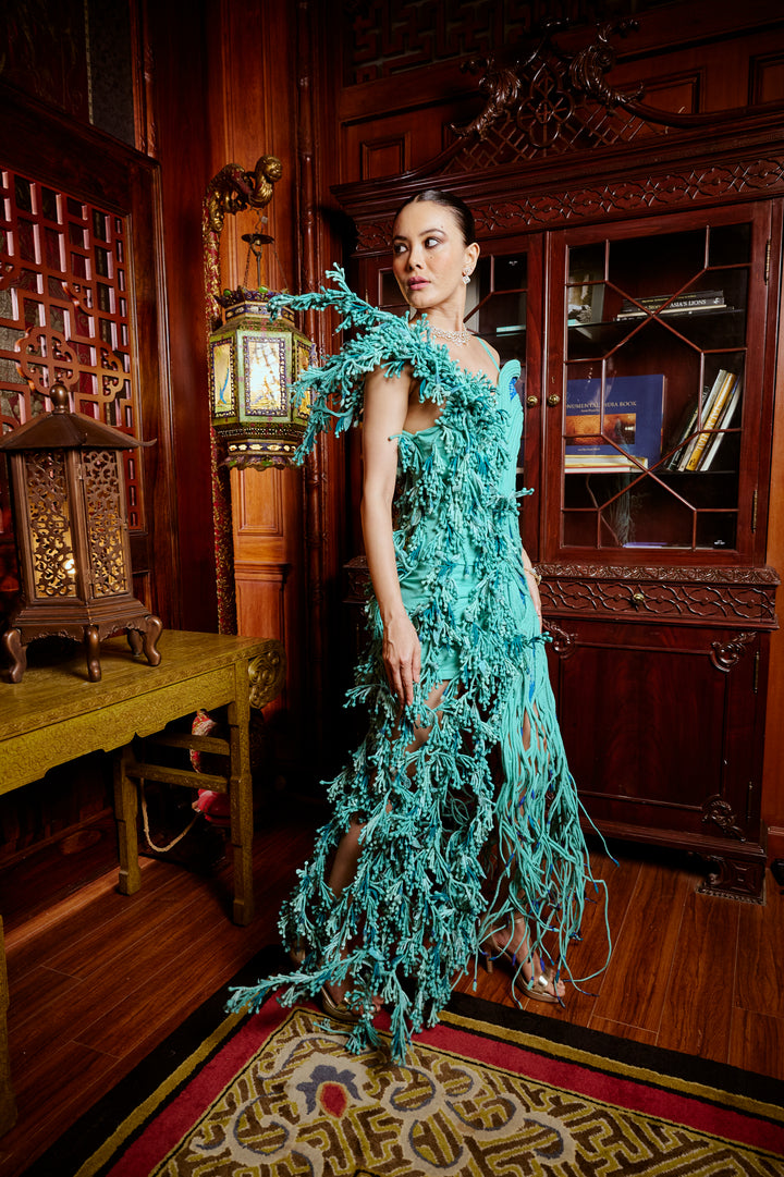 Ocean Coral Cascade Gown