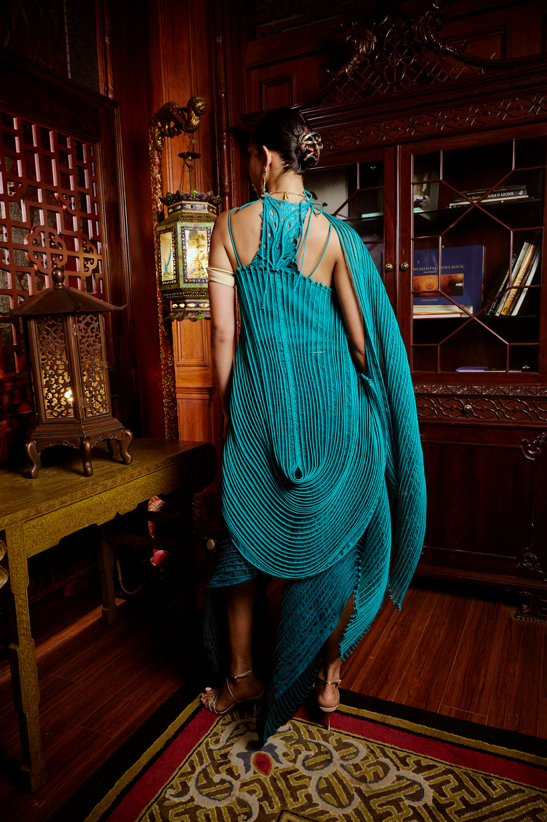 Asymmetrical Corded Cape Dress