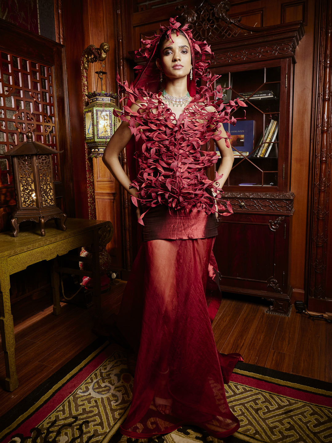 Floating Red Ribbed Dress and Skirt