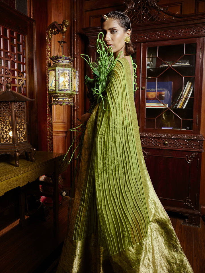 Green Corded Banarasi Saree