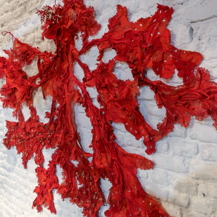 Abyss Red Coral Textile Art