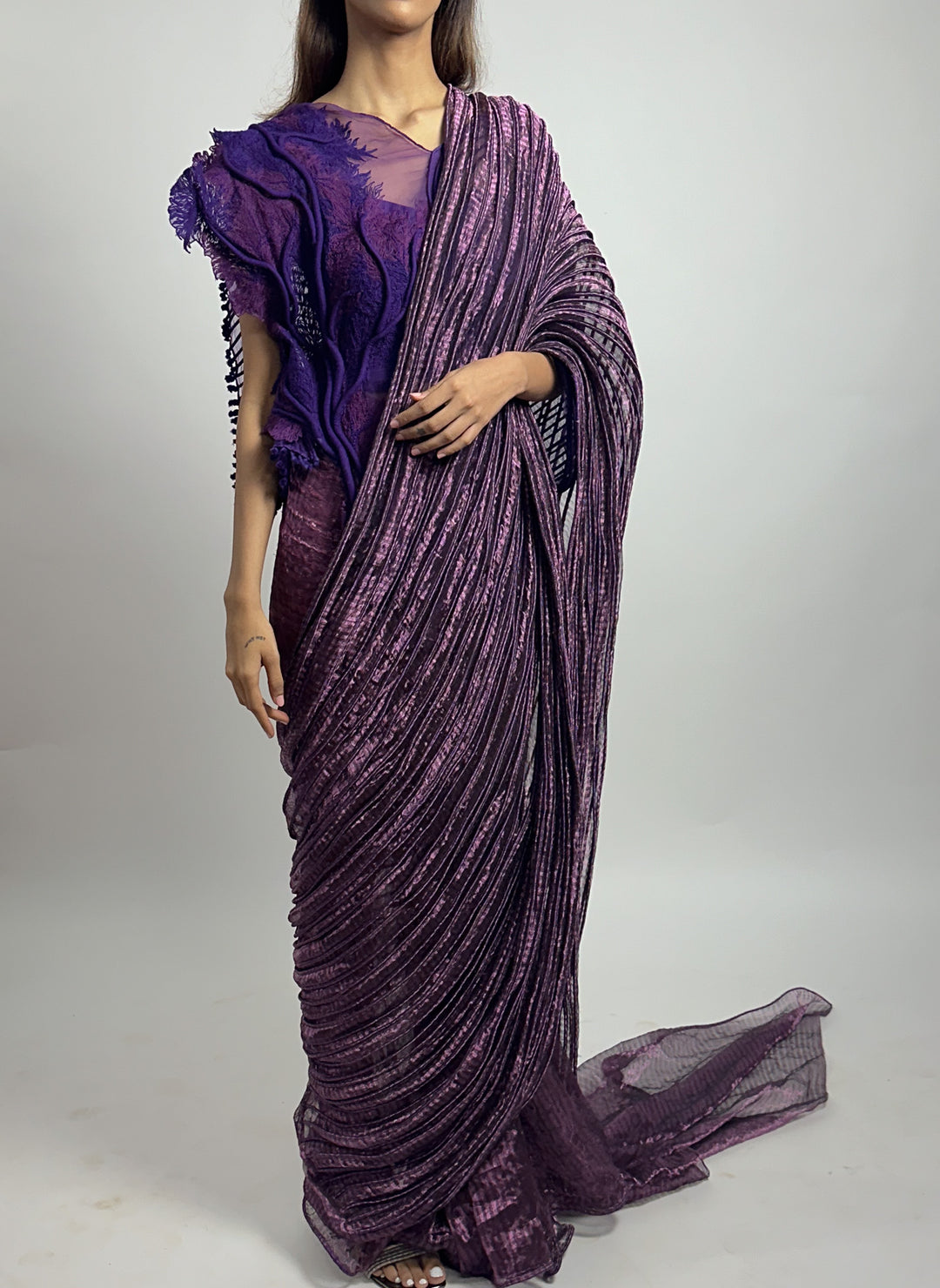 Purple Metallic Trail Saree