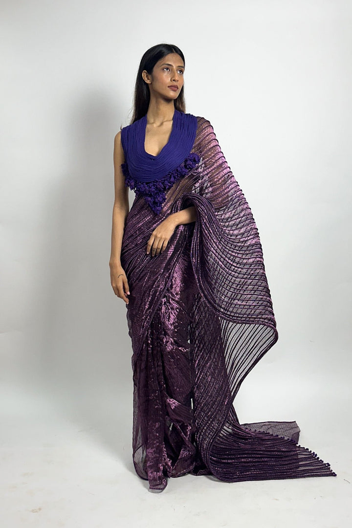 Purple Metallic Trail Saree