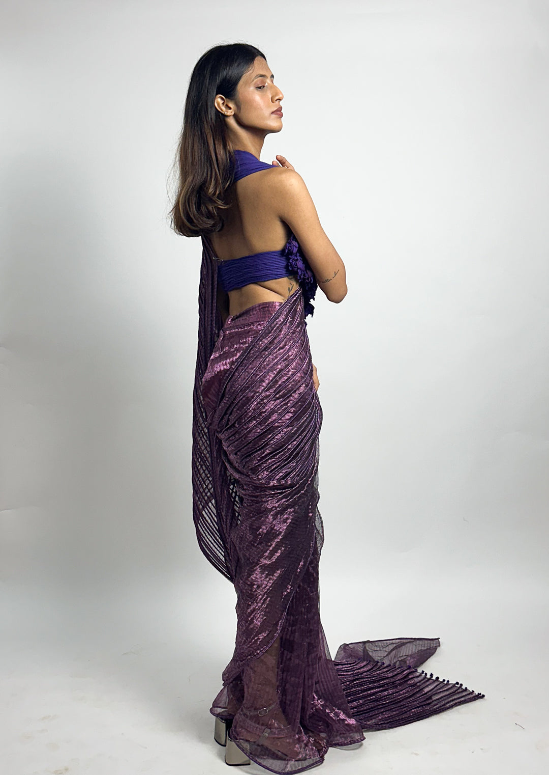 Purple Metallic Trail Saree