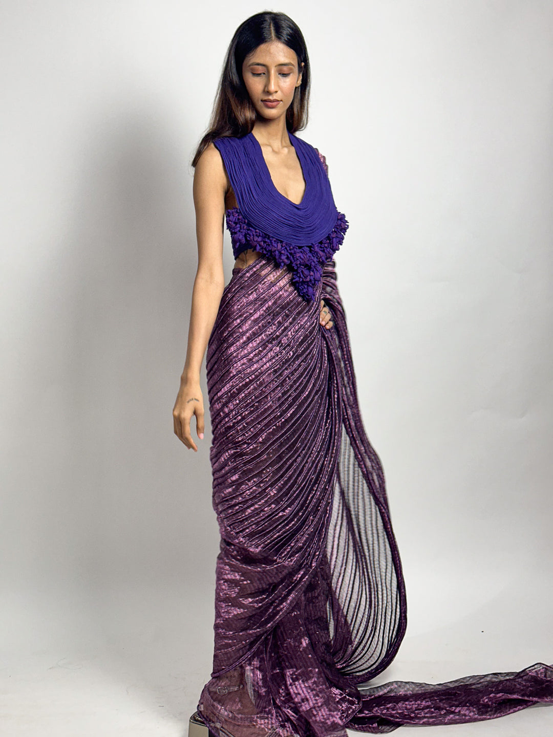 Purple Metallic Trail Saree