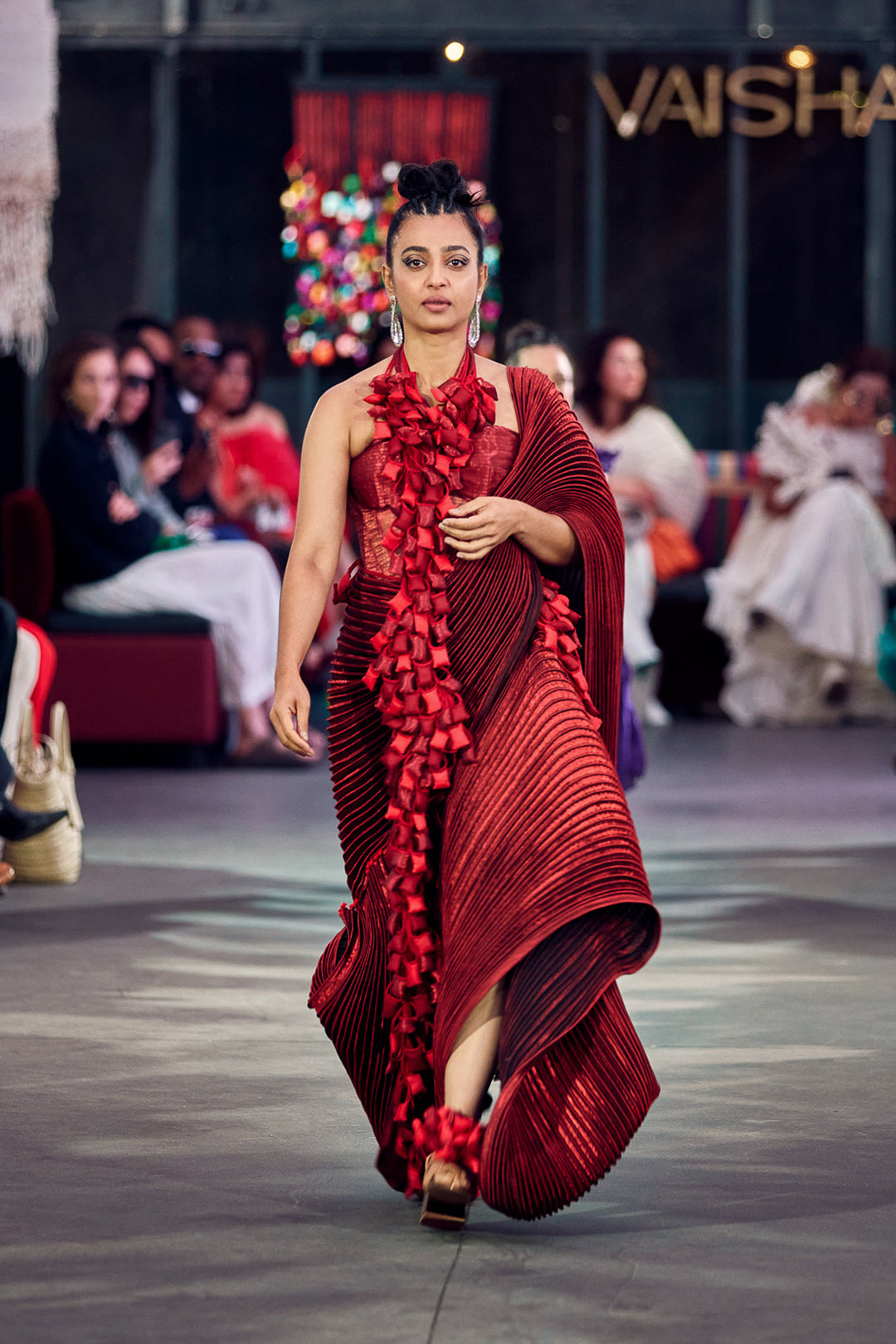 Corset Red Draped Saree