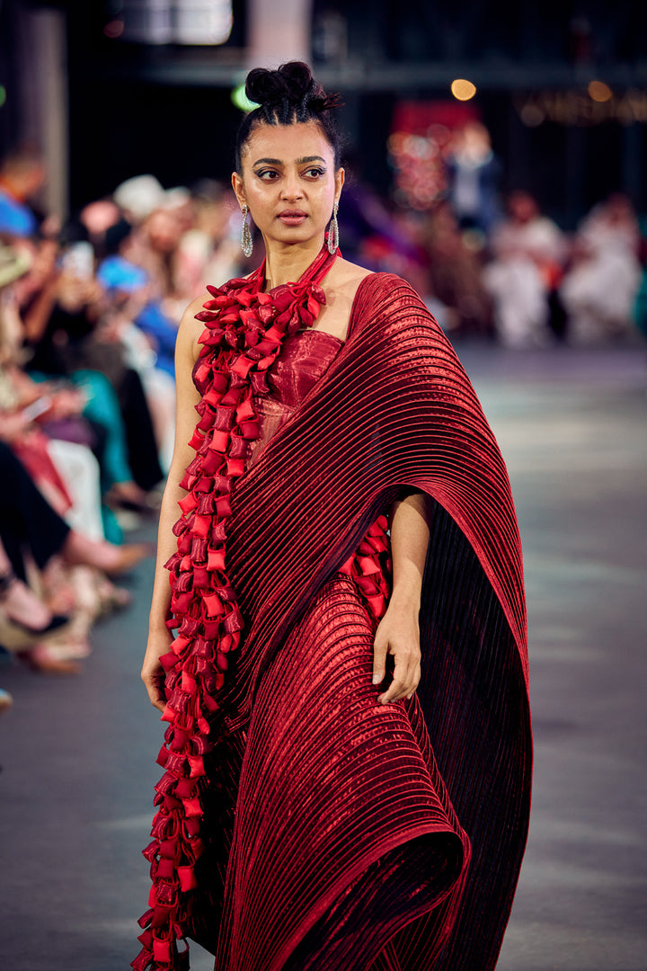 Corset Red Draped Saree