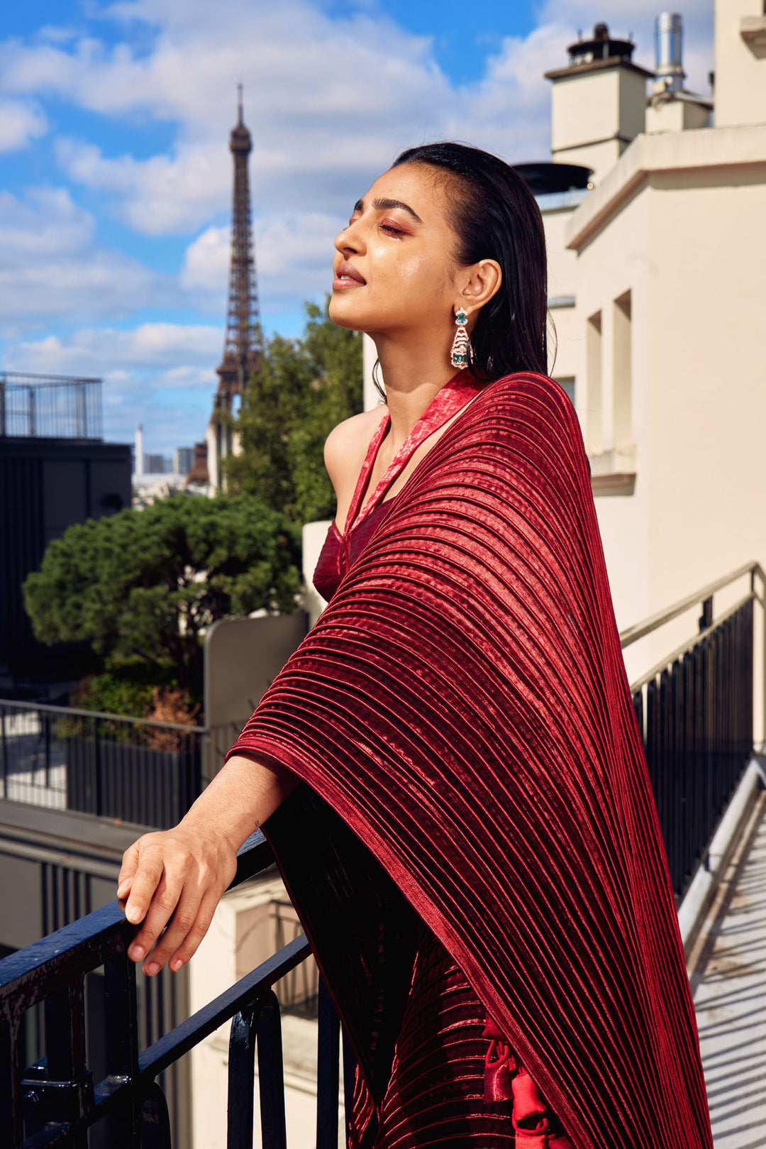 Corset Red Draped Saree