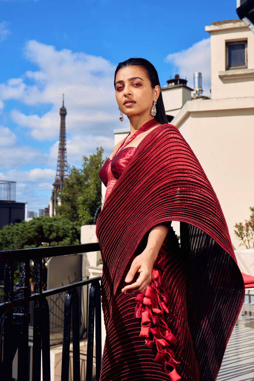 Corset Red Draped Saree