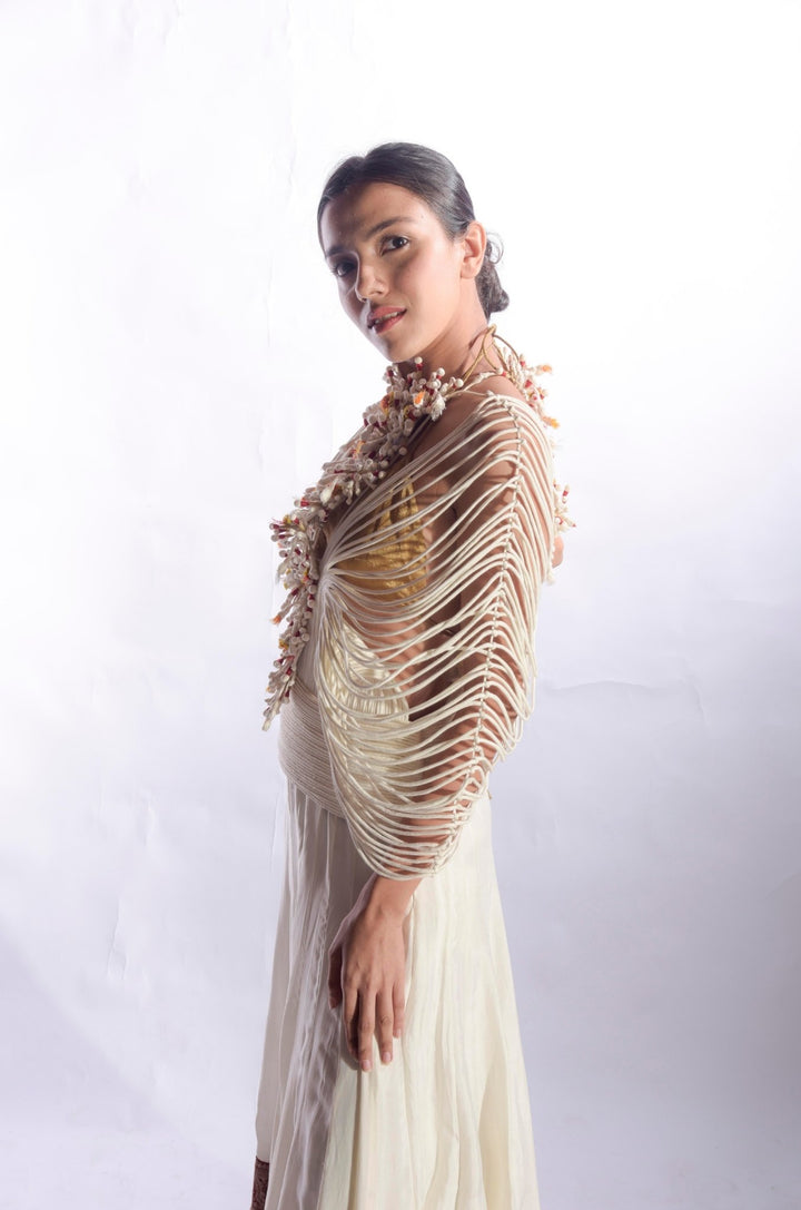 Loosely Corded Cape with Mogra Embellishments